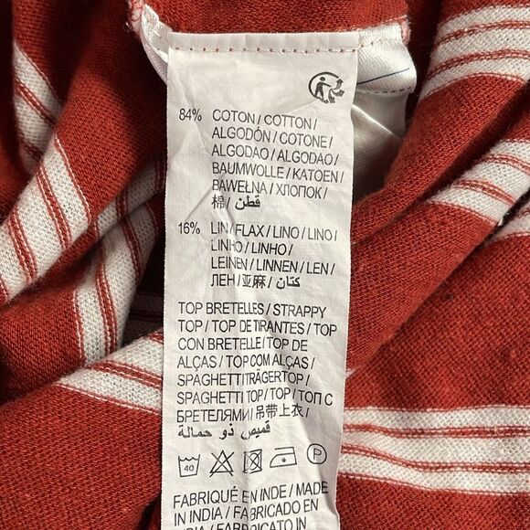 KIABI Ladies Tassel String Strap Tank Cotton Linen Flax Top Shirt Size Medium - Picture 8 of 10